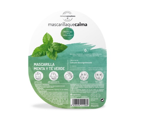 HERBORA mascarilla que calma menta y te verde